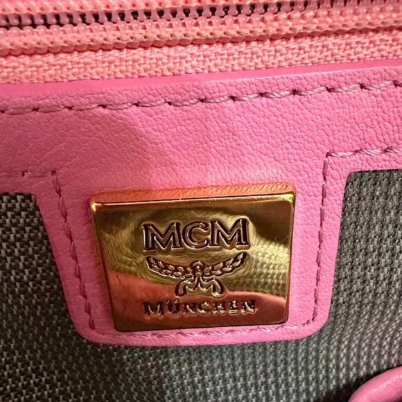 MCM Pink Visetos Mini Backpack Gold Hardware Authentic main image 11